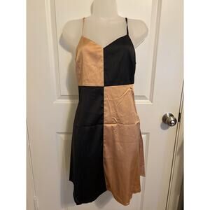 Satin Colorblock Cutout Slip Dress Size Small NWT